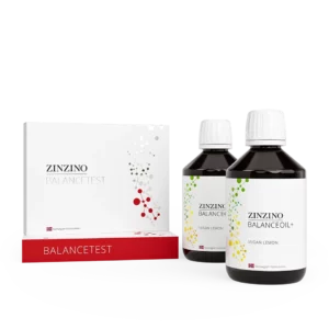 Kit Zinzino BalanceOil+ Vegan Lemon y BalanceTest: suplemento vegano de omega-3 y prueba de equilibrio nutricional.