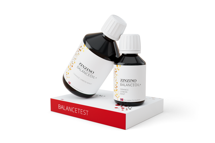 Kit Zinzino con BalanceTest y 2 unidades de BalanceOil+ sabor naranja-limón-menta, producto bestseller."