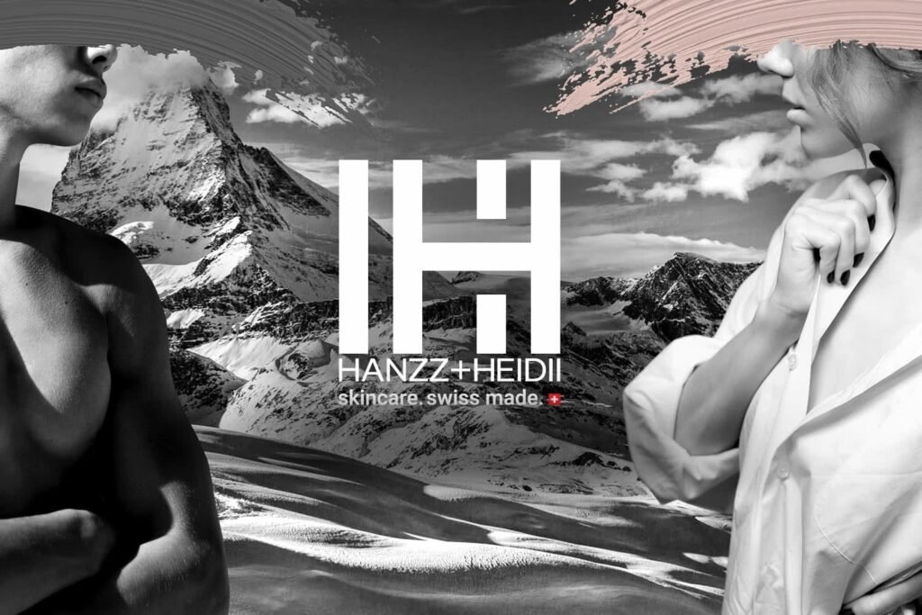Logo de HANZZ+HEIDII con la leyenda "skincare.swiss made".